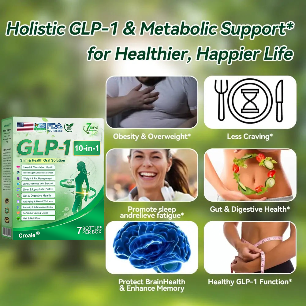 🇺🇸丨CROAIE® 𝐆𝐋𝐏-𝟏 10-𝐈𝐍-1 𝐇𝐞𝐚𝐥𝐭𝐡 𝐒𝐨𝐥𝐮𝐭𝐢𝐨𝐧 𝐎𝐫𝐚𝐥 𝐋𝐢𝐪𝐮𝐢𝐝  (𝐉𝐮𝐬𝐭 𝐨𝐧𝐜𝐞 𝐚 𝐝𝐚𝐲, 𝐯𝐢𝐬𝐢𝐛𝐥𝐞 𝐜𝐡𝐚𝐧𝐠𝐞𝐬 𝐢𝐧 7 𝐝𝐚𝐲𝐬） 💪 𝐅𝐨𝐫 𝐨𝐛𝐞𝐬𝐢𝐭𝐲, 𝐜𝐚𝐫𝐝𝐢𝐨𝐯𝐚𝐬𝐜𝐮𝐥𝐚𝐫 𝐡𝐞𝐚𝐥𝐭𝐡, 𝐝𝐢𝐚𝐛𝐞𝐭𝐞𝐬, 𝐬𝐥𝐞𝐞𝐩 𝐚𝐩𝐧𝐞𝐚, 𝐆𝐮𝐭 𝐇𝐞𝐚𝐥𝐭𝐡, 𝐣𝐨𝐢𝐧𝐭 𝐢𝐬𝐬𝐮𝐞𝐬, 𝐚𝐧𝐝 𝐦𝐨𝐫𝐞