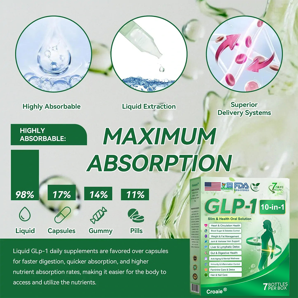 🇺🇸丨CROAIE® 𝐆𝐋𝐏-𝟏 10-𝐈𝐍-1 𝐇𝐞𝐚𝐥𝐭𝐡 𝐒𝐨𝐥𝐮𝐭𝐢𝐨𝐧 𝐎𝐫𝐚𝐥 𝐋𝐢𝐪𝐮𝐢𝐝  (𝐉𝐮𝐬𝐭 𝐨𝐧𝐜𝐞 𝐚 𝐝𝐚𝐲, 𝐯𝐢𝐬𝐢𝐛𝐥𝐞 𝐜𝐡𝐚𝐧𝐠𝐞𝐬 𝐢𝐧 7 𝐝𝐚𝐲𝐬） 💪 𝐅𝐨𝐫 𝐨𝐛𝐞𝐬𝐢𝐭𝐲, 𝐜𝐚𝐫𝐝𝐢𝐨𝐯𝐚𝐬𝐜𝐮𝐥𝐚𝐫 𝐡𝐞𝐚𝐥𝐭𝐡, 𝐝𝐢𝐚𝐛𝐞𝐭𝐞𝐬, 𝐬𝐥𝐞𝐞𝐩 𝐚𝐩𝐧𝐞𝐚, 𝐆𝐮𝐭 𝐇𝐞𝐚𝐥𝐭𝐡, 𝐣𝐨𝐢𝐧𝐭 𝐢𝐬𝐬𝐮𝐞𝐬, 𝐚𝐧𝐝 𝐦𝐨𝐫𝐞